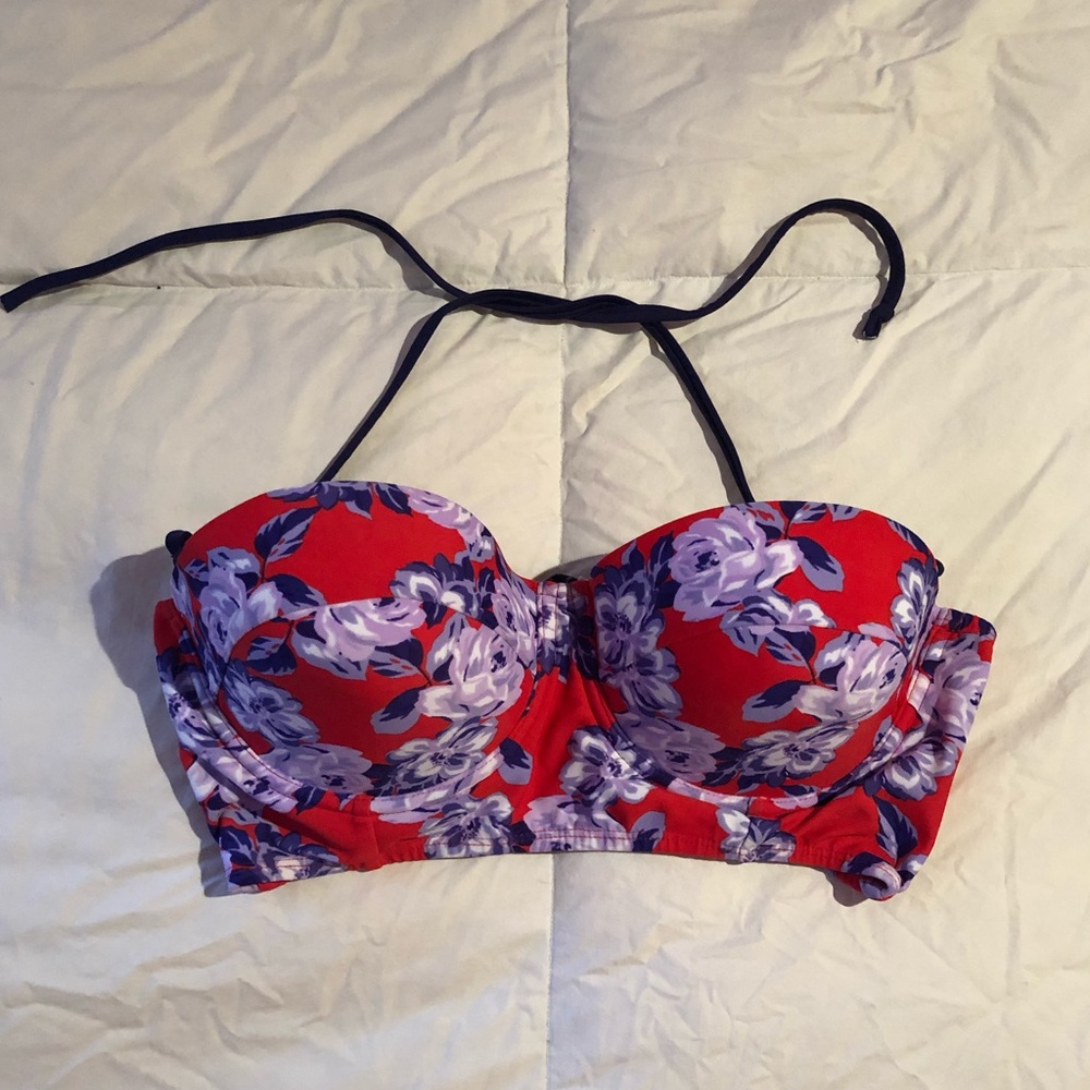 Floral bustier swim bikini top